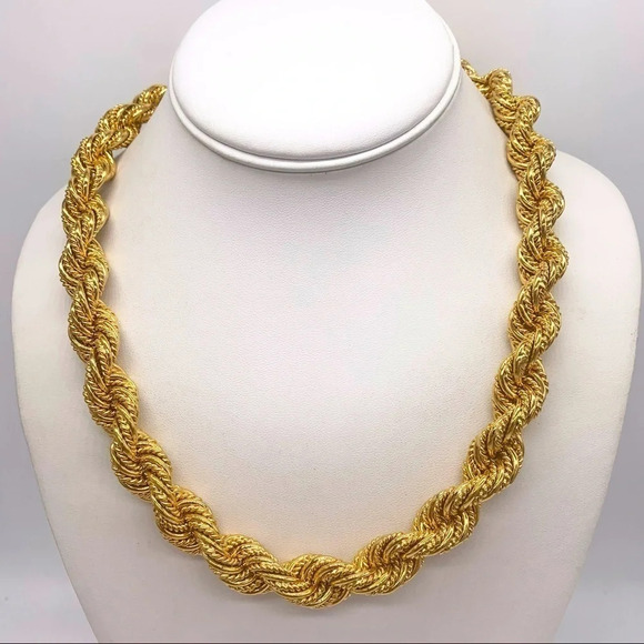 Napier Vintage Gold Thick Twisted Rope Chain Necklace